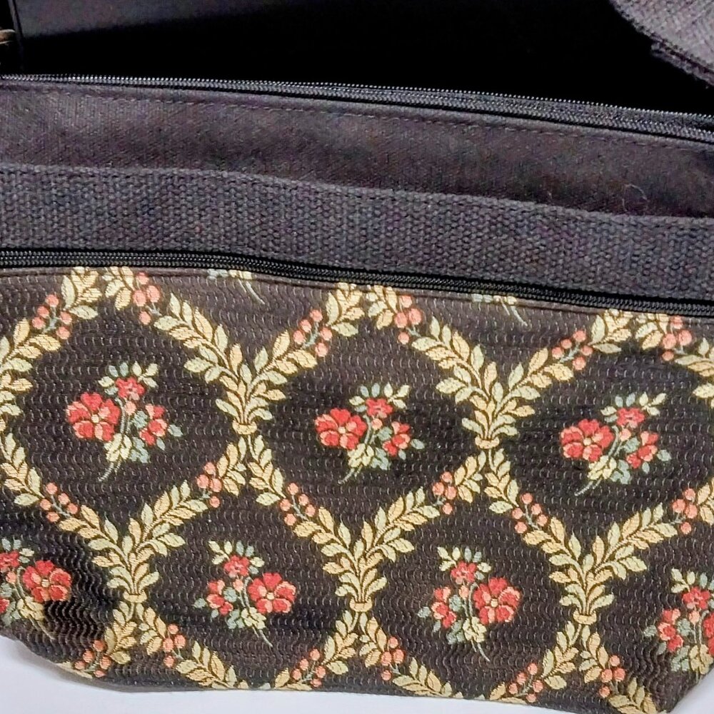 My Maine Bag Bangor Maine Canvas Shoulder Bag With Zippers Floral Tapestry
